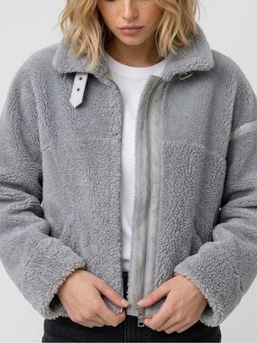 Wool Coat Size L Gray Fleece
Aviator Jacket